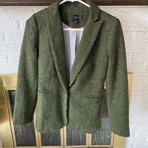 J. Crew Parke Herringbone Green Wool Blazer - Size 0
